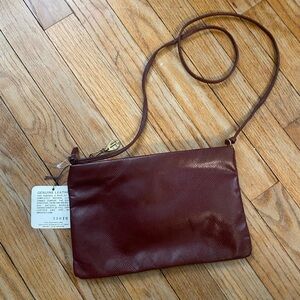 NWT Vintage Leather Line Burgundy Shoulder Bag & Pouch